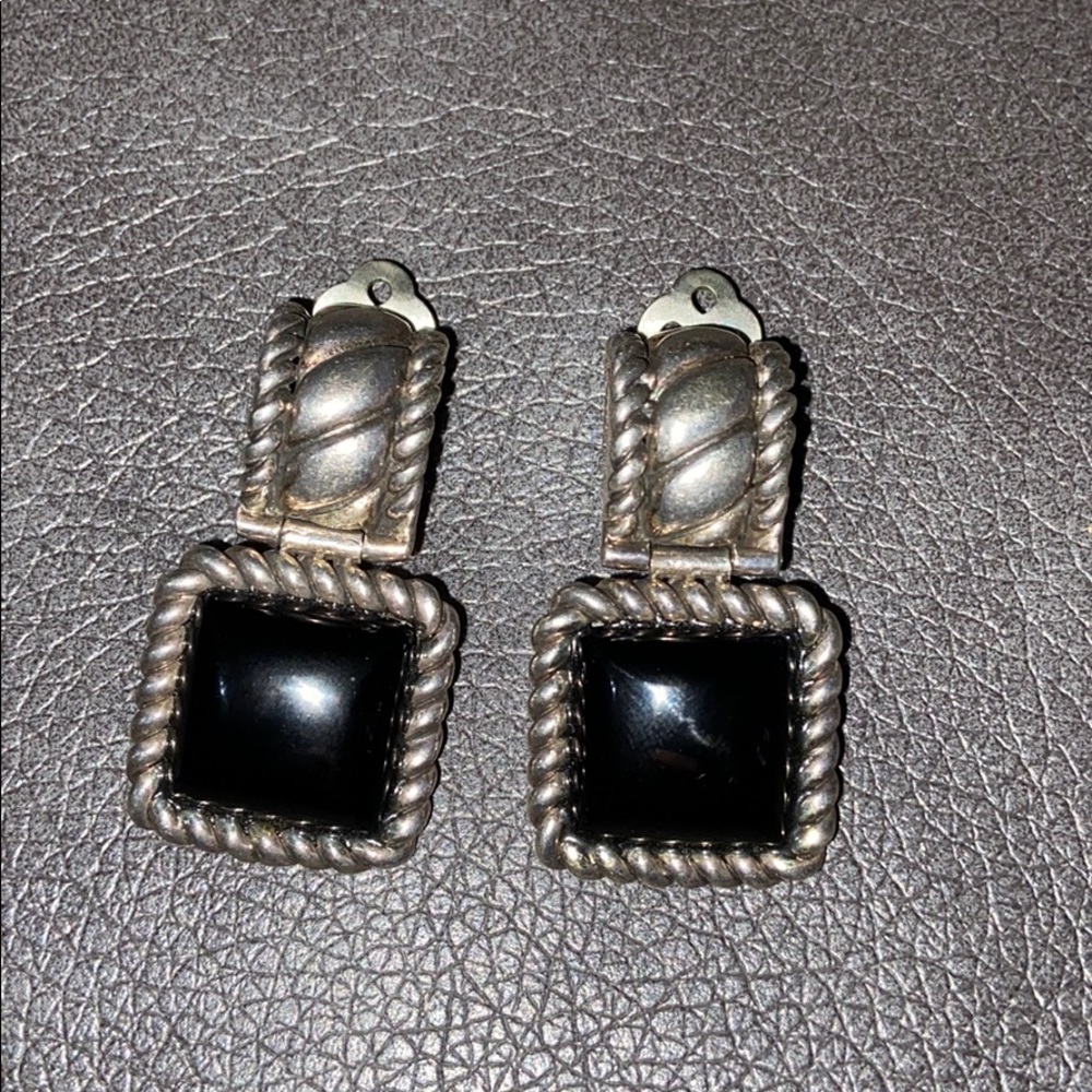 Vintage Sterling silver black onyx earrings
